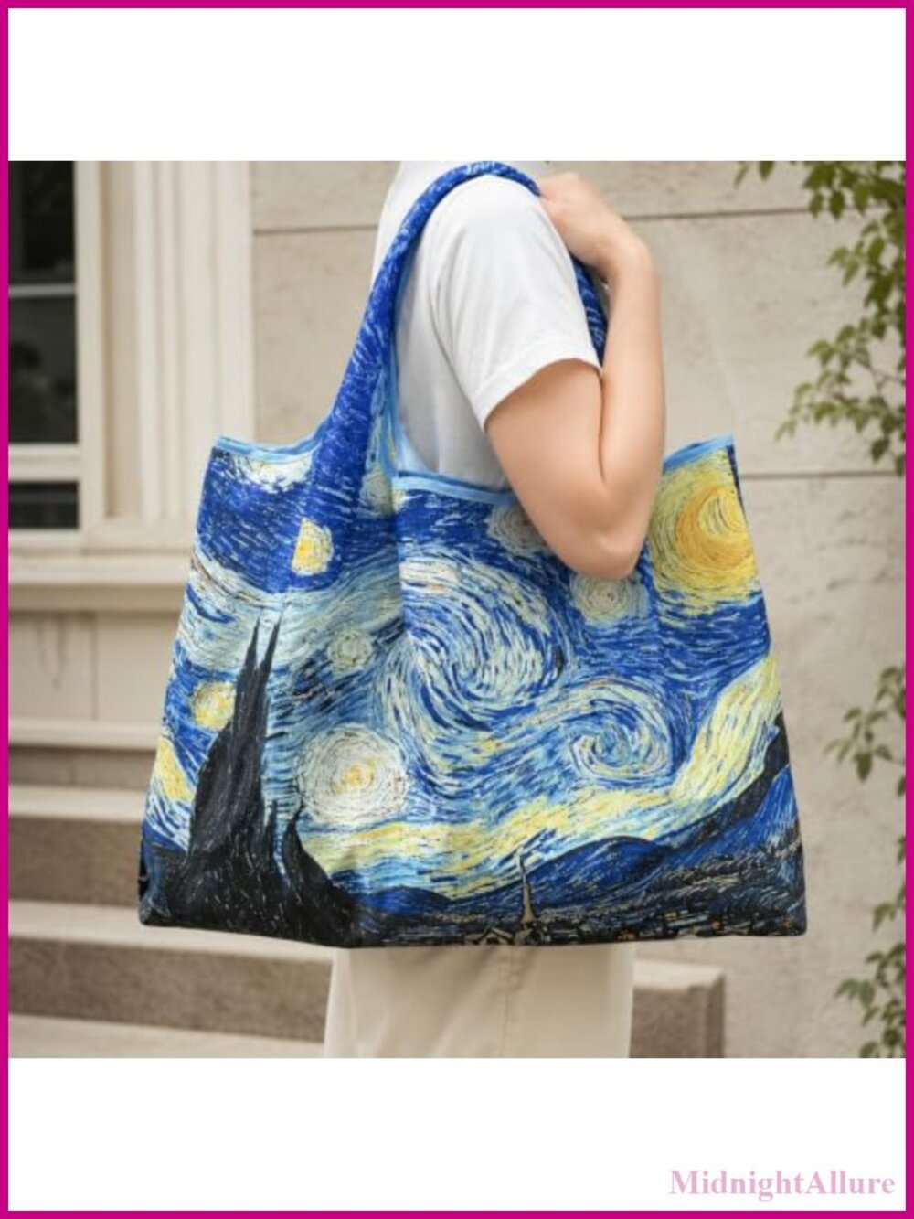 Large Capacity Printed Shoulder Bag Foldable Portable Women's Tote